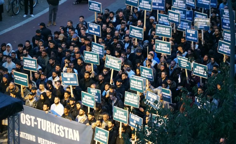 versammlung gegen gewalt an uiguren